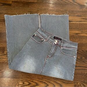 MISS FIORI Blue & White Pinstripe Denim Maxi Skirt Y2K Retro Inspired